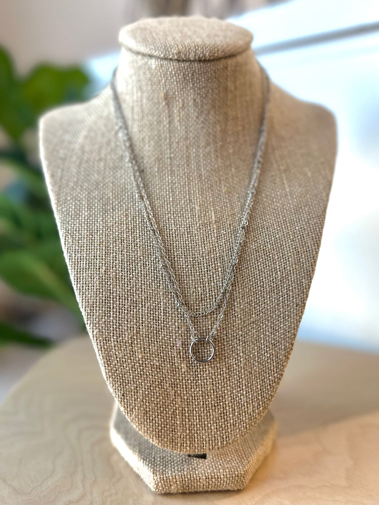 Layered Hoop Necklace- Silver