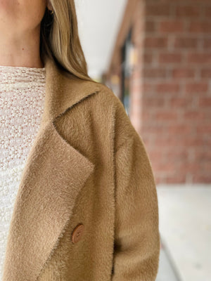 Eloise Fuzzy Knit Peacoat - Camel