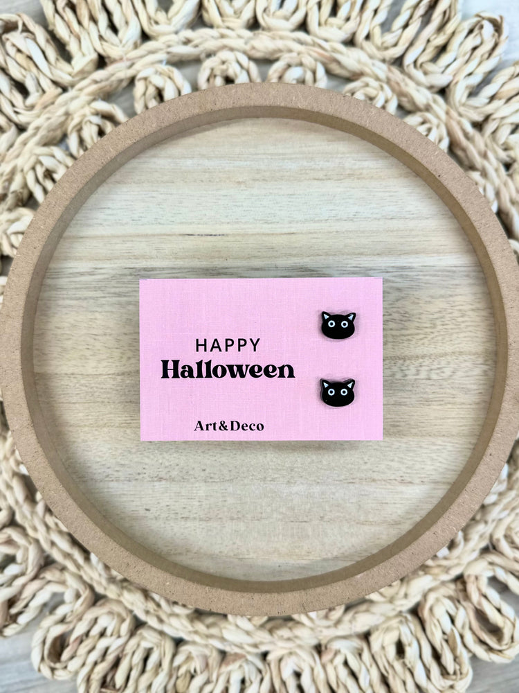 Black Cat Stud Earrings