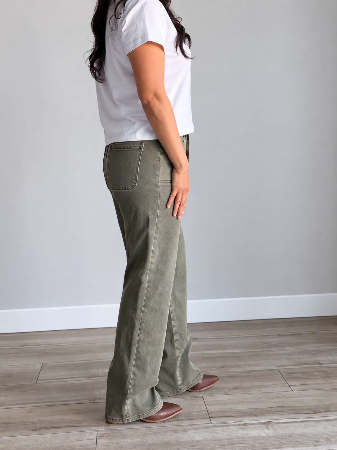 Hannah High Rise Waistband Tie Wide Baggy Denim - 27 West