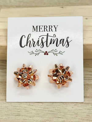 Holiday Bow Earrings -Rose Gold