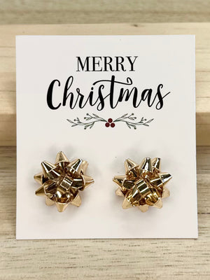 Holiday Bow Earrings - Gold