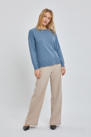 
            
                Load image into Gallery viewer, Kindra Crew Neck Sweater - Slate Blue
            
        