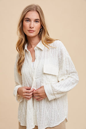 Kyla Textured Woven Button Up Top