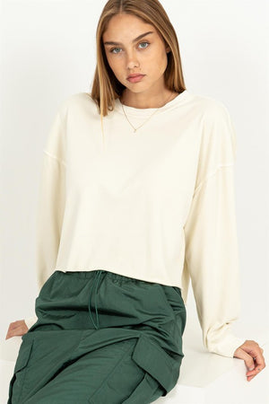 Marley Oversized Cropped Pullover - Cream