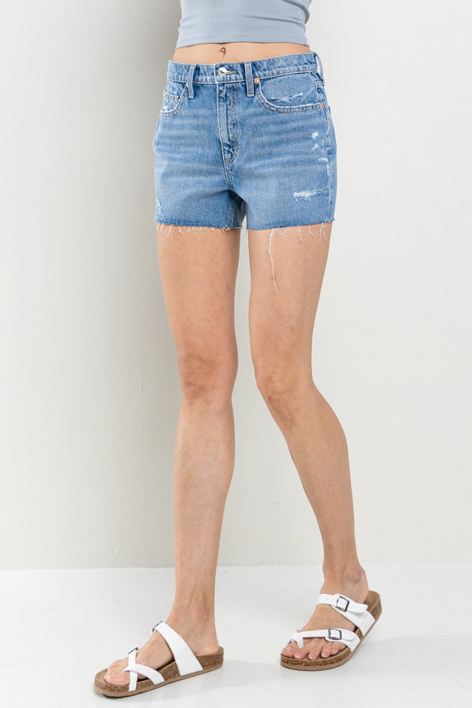 Brittany High Rise  Raw Hem Denim Shorts