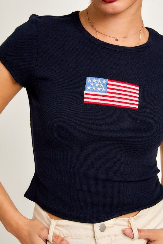 American Flag Fitted Top
