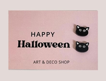 Black Cat Stud Earrings