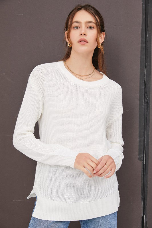 Brooklyn Long Sleeve Knit Sweater - Ivory