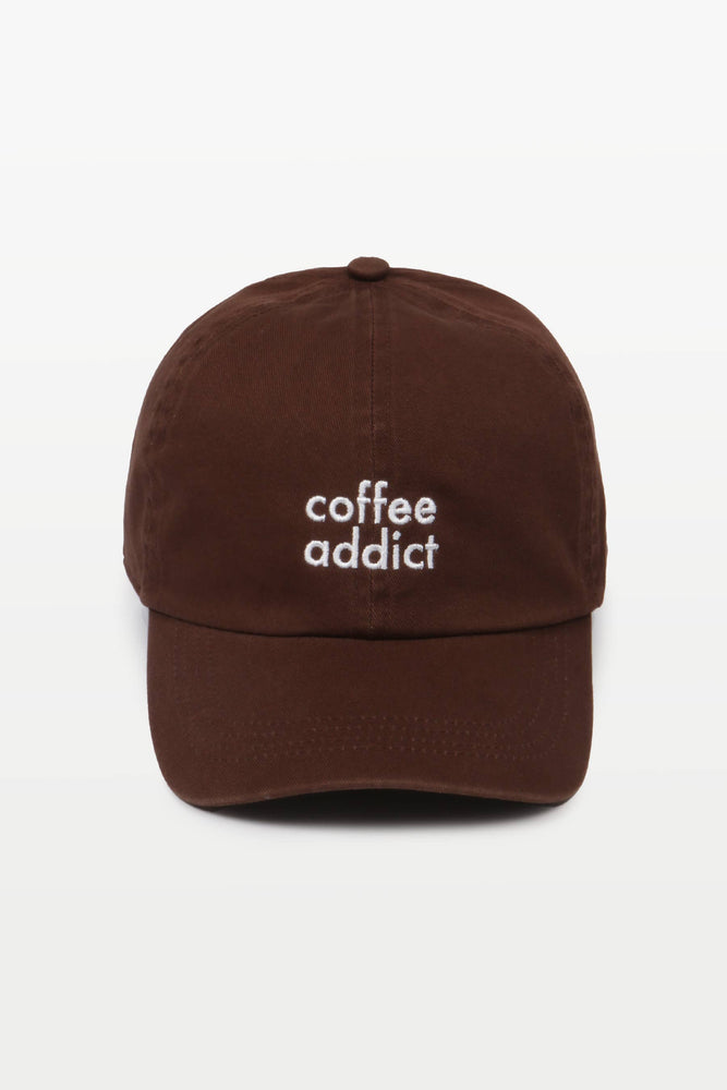 Coffee Addict Embroidered Hat - Brown
