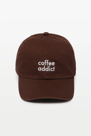 Coffee Addict Embroidered Hat - Brown