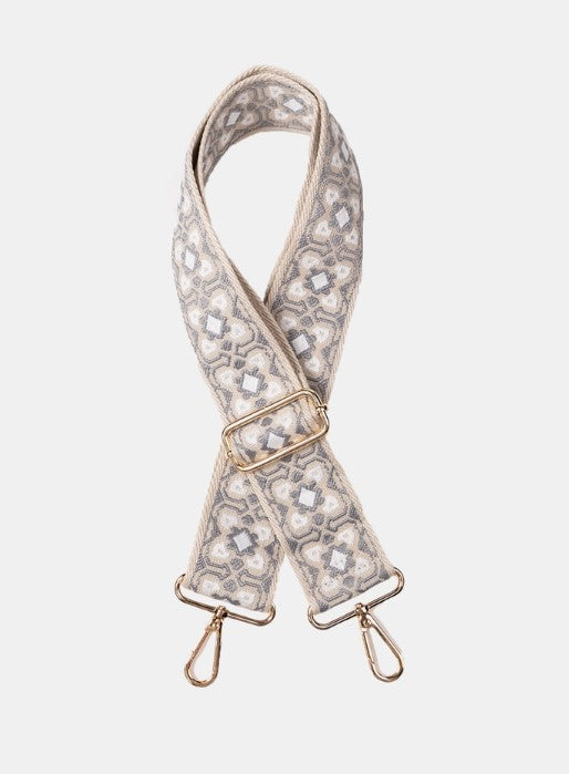 Adjustable Guitar Strap- Gray and White - 27 West