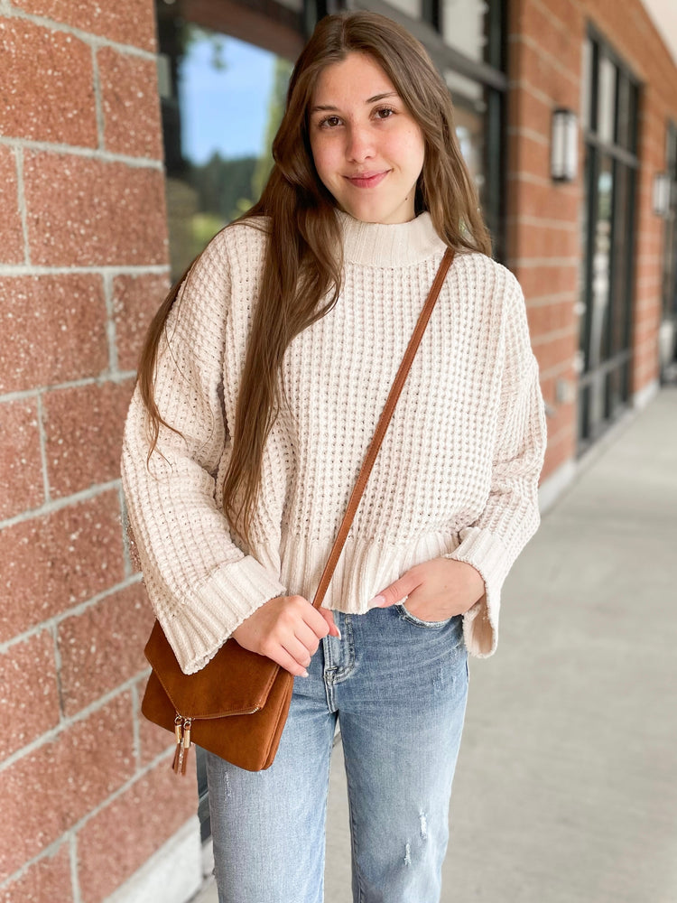 Lena Waffle Knit Pullover - Cream
