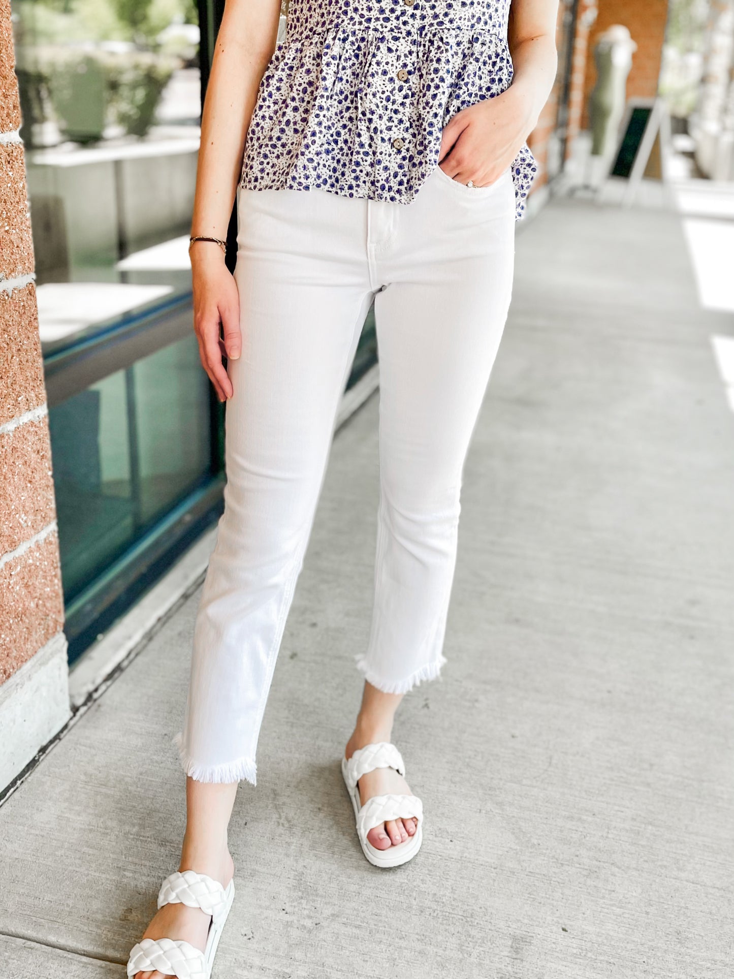 Hannah White Slim Straight Jeans - 27 West