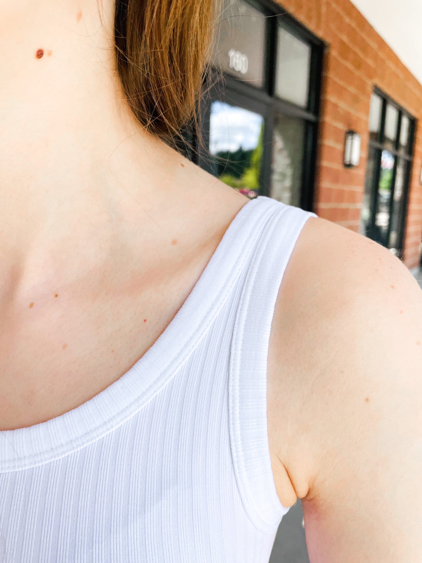 Gina Ribbed Scoop Tank - White - 27 West