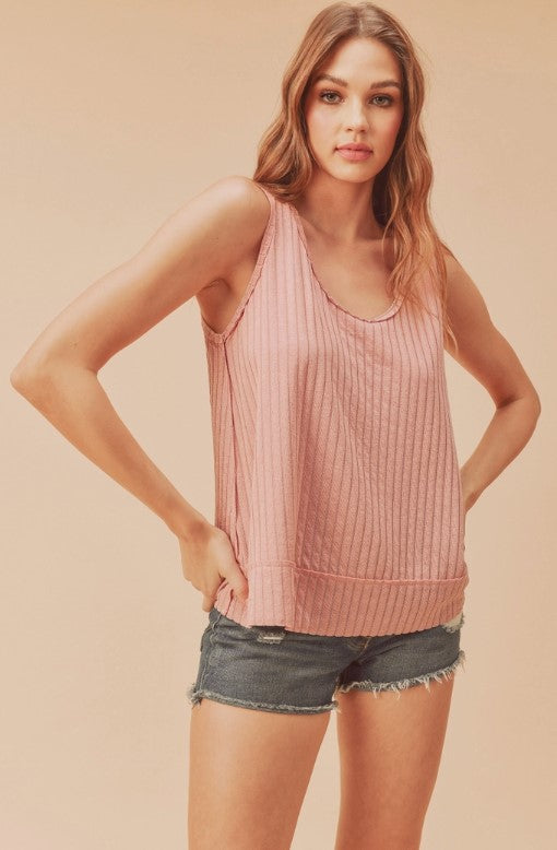 Nikki Flowy Tank Top- Rose