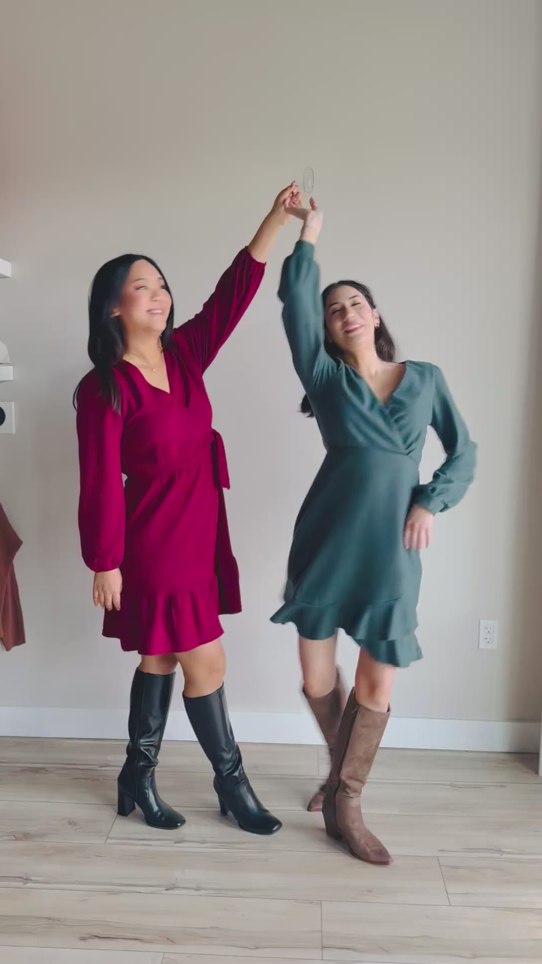 Bridget Long Sleeve Surplice Mini Dress