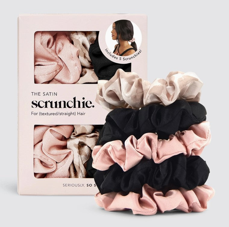 Satin Scrunchies - 5pc - Assorted