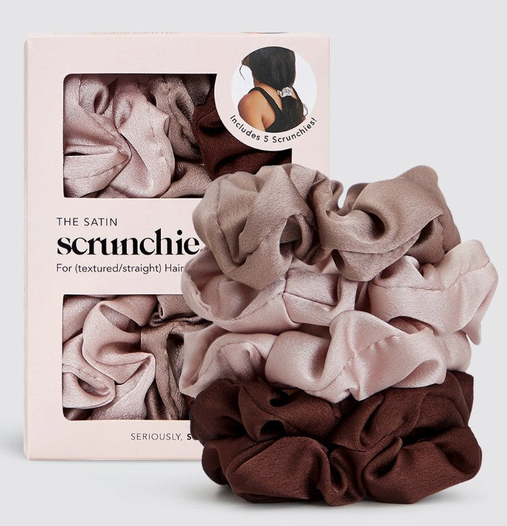 Satin Scrunchies - 5pc - Neutrals