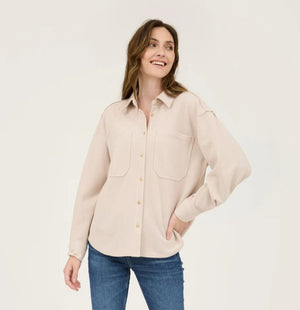 Scarlett Rib Knit Button Up Top - Ivory