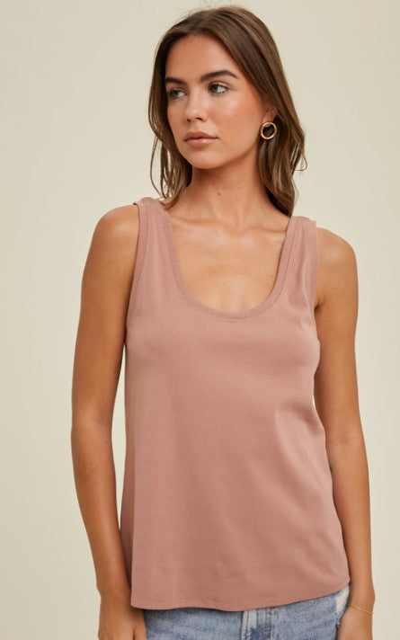 Sydney Scoop Neck Tank Top - Clay