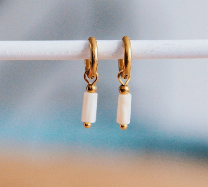 Mini Hoops with Pearl Tube Charm