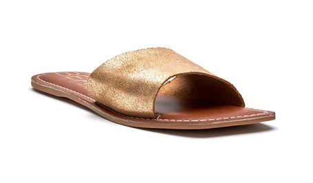 
            
                Load image into Gallery viewer, Bali Suede Sandal- Gold Frost
            
        