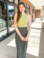 Tenley Round Neck Ribbed Tank Top- Pale Olive