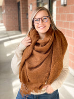 Woven Blanket Scarf - Camel